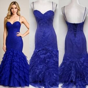 Love 16 Amethyst Lace Applique Floral Sequin Organza Asymmetric Sweetheart Dress